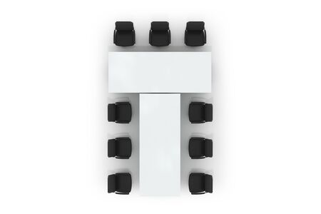 conference table and chairs isolated on white backgroundの写真素材