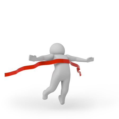 3d person crossing the finishing line. High quality 3d render.の写真素材