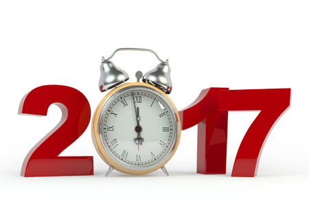 3D rendering 2017 Happy New Year background with old clock. It's better to use for promotion,...