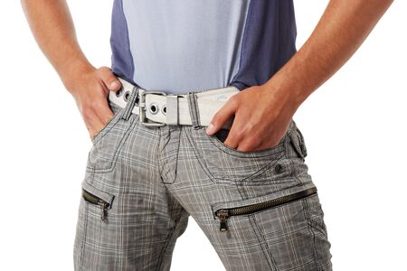 Fashion men pants, a shirt with the white backgroundの写真素材