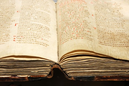 Turn old thick book, 1425 yearの写真素材