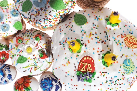 Russian Easter cake isolated on the white background