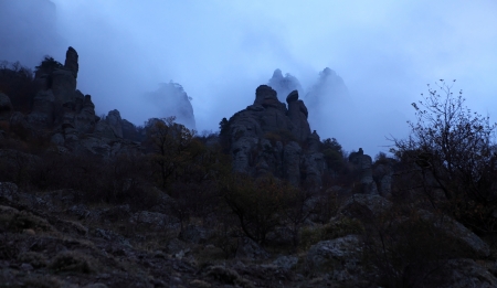 clouds on the mountain Demerdji  Alushta, Crimea, Ukraineの写真素材