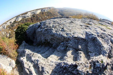 Mountain  Cave city Eski-Kermen, Crimea, Ukraine VI-XIV centuriesの写真素材