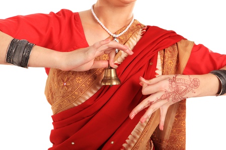 Young girl in the Indian national costumeの写真素材