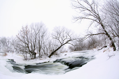 Winter scenic of the River Krynka, Donetsk region, Ukraine  の写真素材