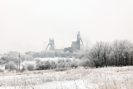 Coal mine in winter, Donbass  Donetsk region, Ukraine  のeditorial素材