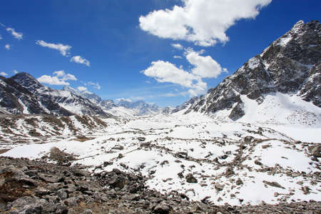Movement of the clouds on the mountains Everest, Gyazumba Glacier, Himalayas, Nepalの写真素材