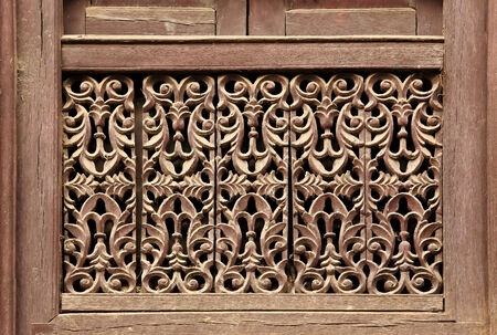 Old wooden traditional Nepalese window detail. Nepal.の写真素材