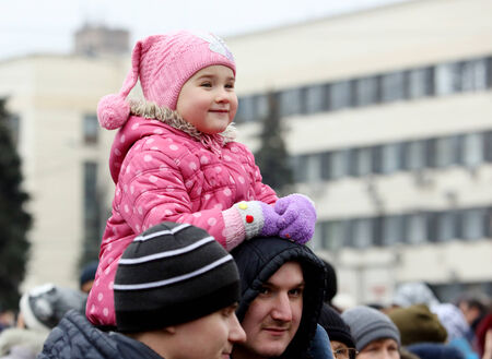DONETSK, NOVOROSSIA - DECEMBER 20, 2014: Celebration of the International Day of Solidarity in Donetsk on December 20, 2014 in Donetsk, Novorossia.のeditorial素材