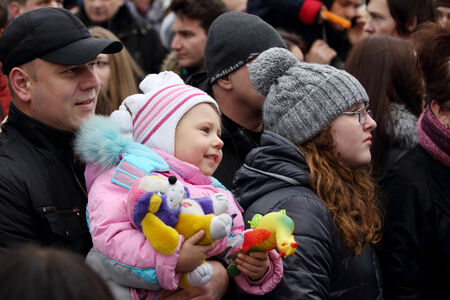 DONETSK, NOVOROSSIA - DECEMBER 20, 2014: Celebration of the International Day of Solidarity in Donetsk on December 20, 2014 in Donetsk, Novorossia.のeditorial素材