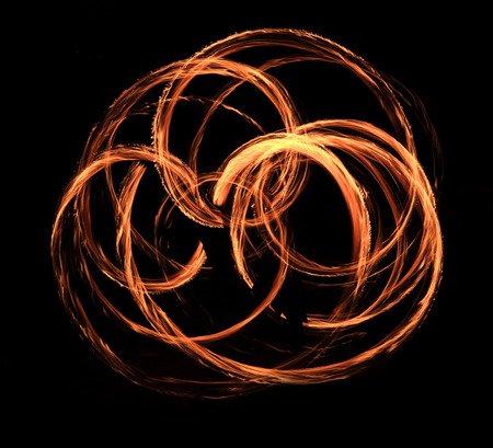 Fire show flaming trails, background.
