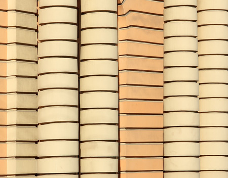 Yellow texture of the wall with columns, background. St. Petersburg, Russia..の写真素材