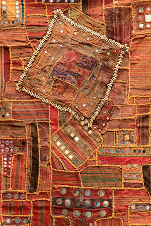 Texture of Nepalese national fabric, background.