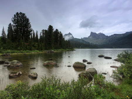 Svetloe Lake. Sayan Mountains Natural Park Ergaki. Krasnoyarskiy krai, Russiaの写真素材