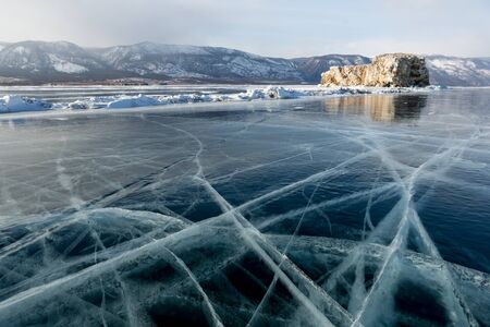 Sharga-Dagan Island on Lake Baikal, Russia.の写真素材