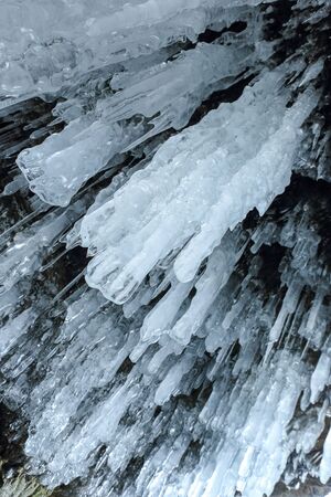 Texture of icicles. Lake Baikal, Russia.