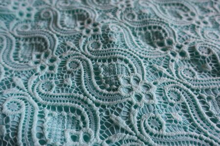 Sky blue lace fabric (diagonal)の写真素材