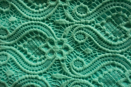 Close-up of mint lace fabricの写真素材
