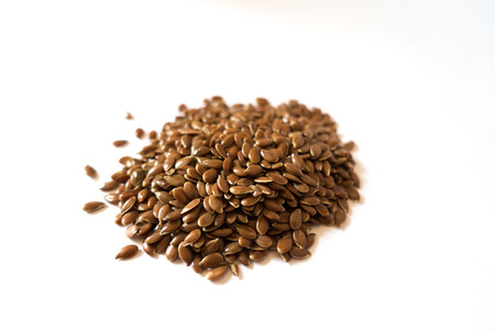 Handful of flaxseedの写真素材