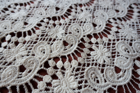 Diagonal view of white retro styled laceの写真素材