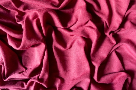 Rippled bright ruby red cotton jersey fabricの写真素材