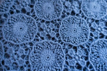 Pastel blue old fashioned cotton lace from aboveの写真素材