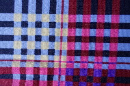 Close view of bright colorful checkered fabric