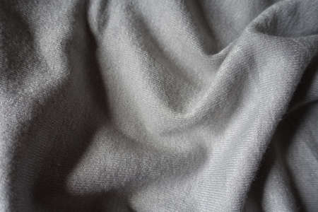 Rippled simple gray jersey cotton fabric from aboveの写真素材