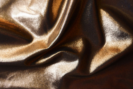 Rippled shiny bronze nylon and spandex lame fabricの写真素材