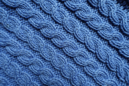 Backdrop - handmade blue knitted fabric with cable braids