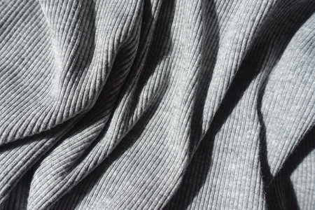 Rippled thick heather grey rib knit fabricの写真素材