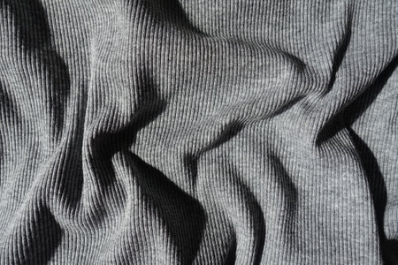 Crumpled soft heather grey rib knit fabricの写真素材