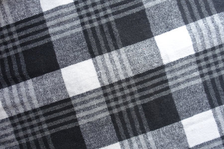 Thick black and white cotton flannel fabric from above