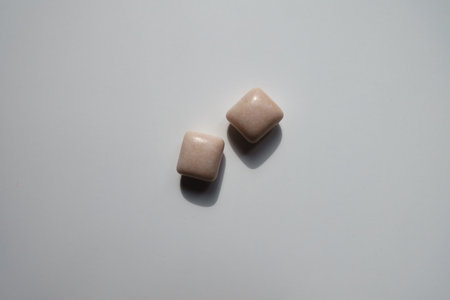 View of two pink rectangular pieces from aboveの写真素材