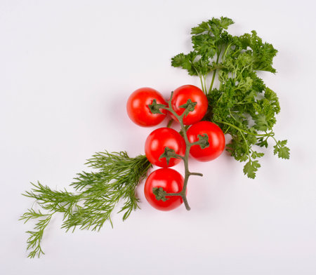 Tomato Vegetable with Dill and Parsley Leavesの写真素材