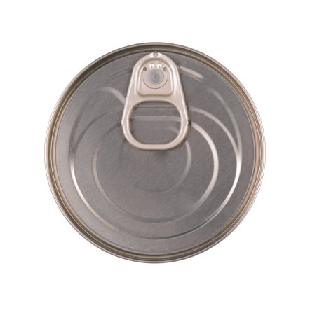 Top view of tin can isolated on white