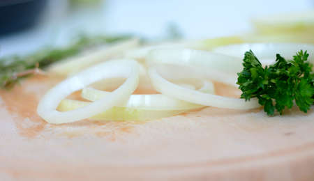 Preparing onion ringsの写真素材