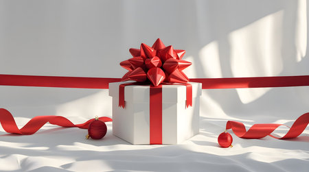 Cute dog with shopping bag and christmas tree on background.の素材