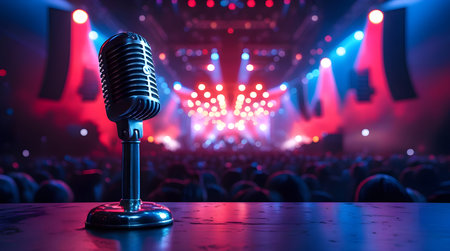 Three dogs and cat in christmas hats on background of Christmas treeの素材