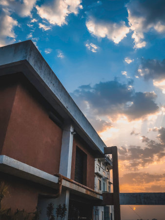 Apartment Building under the Sunset