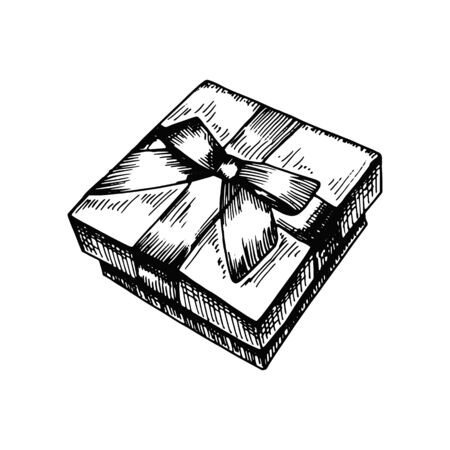 box with bow gift scratch. isolated objectのイラスト素材