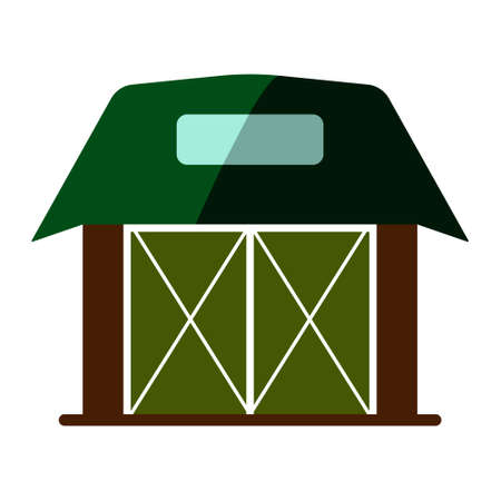 Wooden flat Barn house icon. Sign isolated on white background. Vector illustration.のイラスト素材