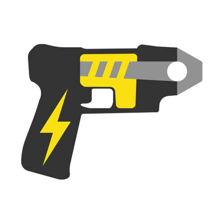 Police Taser. Elements of the police equipment icons. Protect and Serve label. Vector Illustration.のイラスト素材