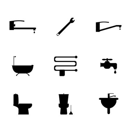 Flat Bathroom icons set on blue background. Vector illustration.のイラスト素材