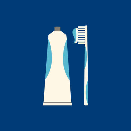 Tooth brush flat icon on blue background. Vector illustration.のイラスト素材