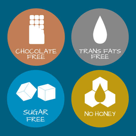 Set of food labels - allergens, GMO free products. Food intolerance symbols collection. Vector illustration.のイラスト素材