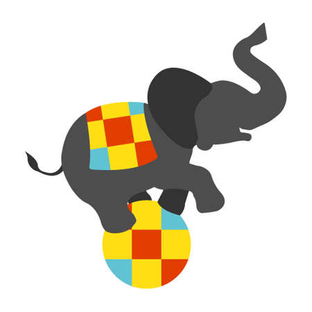 Circus elephant on the ball icon. Vintage Vector illustration.のイラスト素材