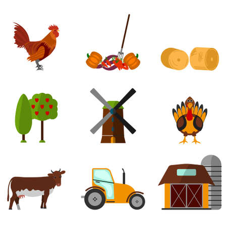 Cartoon flat agriculture icon and sign. Vector illustrationのイラスト素材