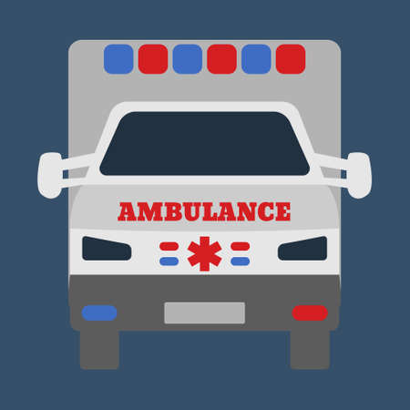 Ambulance car. Medical object flat icon. Vector Illustrationのイラスト素材